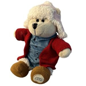 Starbucks Bearista Plush Teddy Bear winter red cardigan Jean dress pink hat 2016